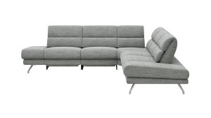 Ecksofa San Fernando – Ecke links mit 2-Sitzer, Armlehne verstellbar, Rückenlehne/Sitztiefe verstellbar,  Relaxfunktion motorisch, Stoff, Eisblau