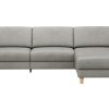 Ecksofa Mendoza - 2,5-Sitzer mit Longchair rechts, Relaxfunktion motorisch, Bettkasten, Leder, Steingrau