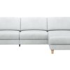 Ecksofa Mendoza - 2,5-Sitzer mit Longchair rechts, Relaxfunktion motorisch, Bettkasten, Leder, Eisblau