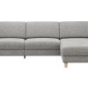 Ecksofa Mendoza - 2,5-Sitzer mit Longchair rechts, Relaxfunktion motorisch, Bettkasten, Stoff, Grau