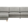 Ecksofa Mendoza – Longchair links mit 2,5-Sitzer, Relaxfunktion motorisch, Bettkasten, Leder, Eisengrau