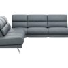 Ecksofa San Fernando - 2-Sitzer mit Ecke rechts, Armlehne verstellbar, Rückenlehne/Sitztiefe verstellbar,  Leder, Eisengrau