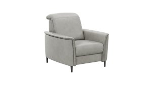 Sessel Bolivien - Kopfteil verstellbar, Leder, Steingrau