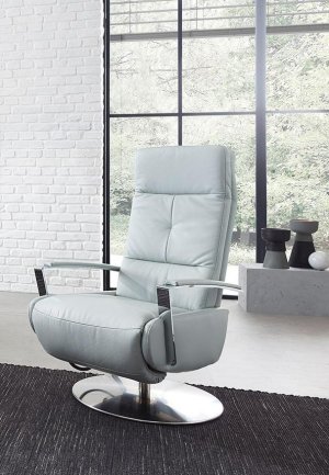 TV-Sessel Melbourne - Relaxfunktion motorisch, Größe L, Leder, Mintgrün