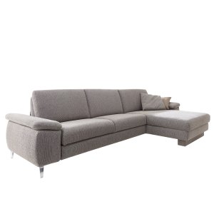 Ecksofa Colombia - 2,5-Sitzer mit Longchair rechts, Armlehne verstellbar, Stoff, Hellbraun