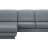 Ecksofa Bolivien - Longchair links mit 2,5-Sitzer, Kopfteil verstellbar, Leder, Steel