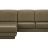 Ecksofa Bolivien - Longchair links mit 2,5-Sitzer, Kopfteil verstellbar, Leder, Braungrün