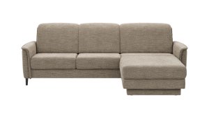 Ecksofa Bolivien - 2,5-Sitzer mit Longchair rechts, Kopfteil verstellbar, Stoff, Latte