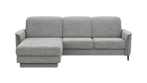 Ecksofa Bolivien - Longchair links mit 2,5-Sitzer, Kopfteil verstellbar, Stoff, Eisblau