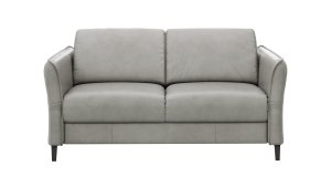 Sofa Mendoza - 2-Sitzer, Armlehne verstellbar, Leder, Steingrau