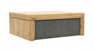 Nachttisch 1660 - Wildeiche massiv, geölt / Schubladenfront, Stoff, Graphit