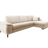 Ecksofa Colombia - 2,5-Sitzer mit Longchair rechts, Armlehne verstellbar, Stoff, Natur