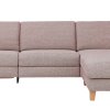 Ecksofa Mendoza - 2,5-Sitzer mit Longchair rechts, Bettkasten, Stoff, Bordeaux