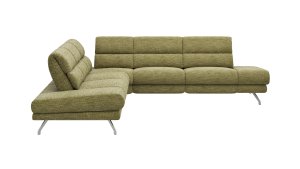 Ecksofa San Fernando - 2-Sitzer mit Ecke rechts, Armlehne verstellbar, Rückenlehne/Sitztiefe verstellbar, Stoff, Moos