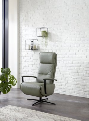 TV-Sessel Lima - Größe M, Relaxfunktion, Leder, Farn