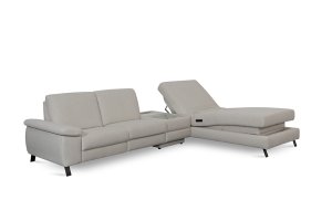 Ecksofa Colombia - 2,5-Sitzer mit Ecke rechts. Stoff, Elfenbein