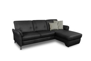 Ecksofa Caracas - 2,5-Sitzer mit Longchair rechts, Leder, Anthrazit