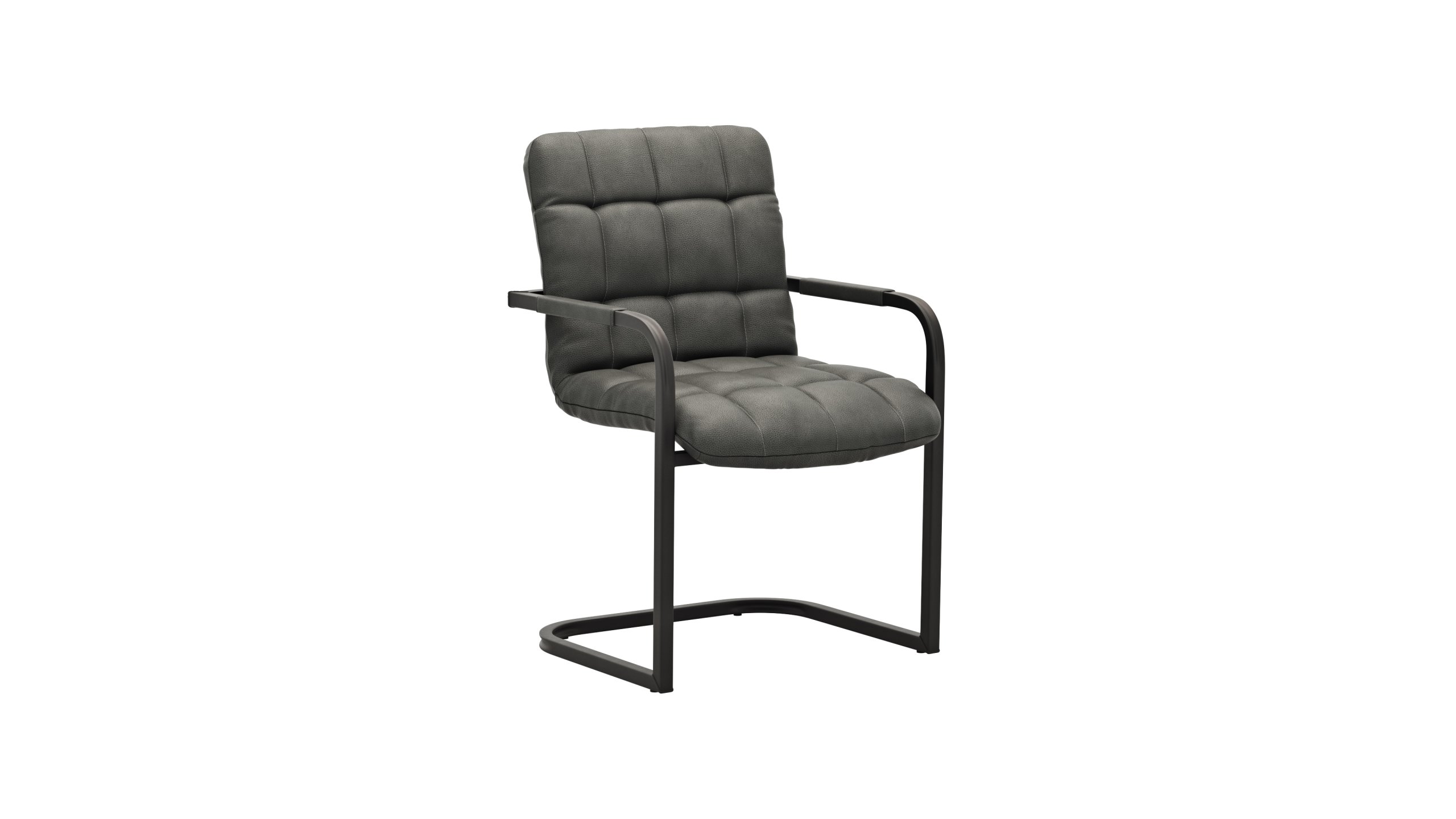 Armlehnstuhl Cambridge - Leder, Anthrazit