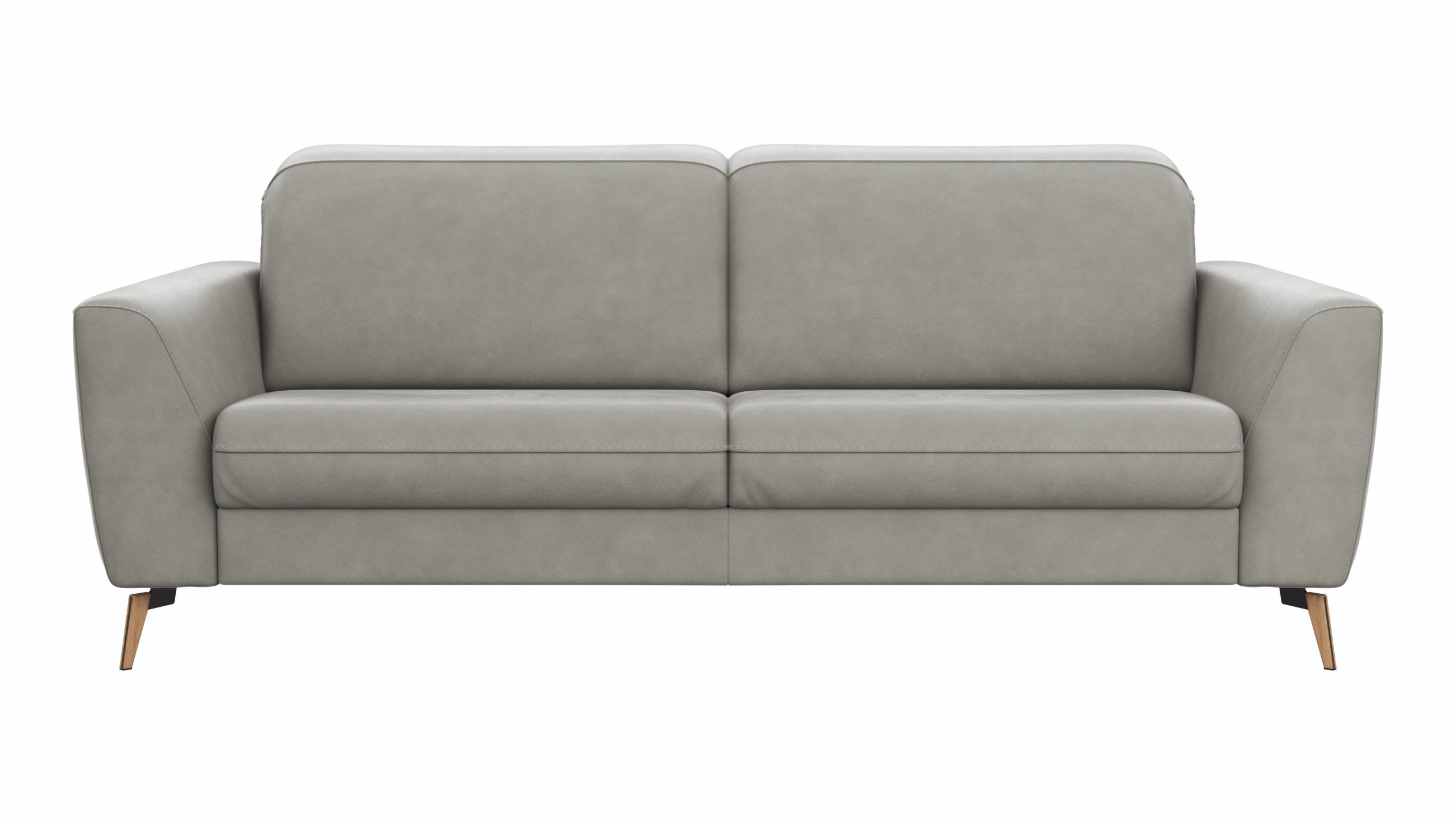 Sofa Tulsa KV - 3-Sitzer, inkl. Kopfteilverstellung, Leder, Graubeige