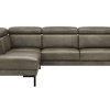 Ecksofa Hudson - Ecke links mit 2,5-Sitzer inkl. Kopfteil verstellbar, Leder, Braungrün