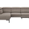 Ecksofa Hudson - Ecke links mit 2,5-Sitzer, inkl. Kopfteil/Armlehne verstellbar und Sitzvorzug/Relaxfunktion (motorisch), Stoff, Khaki
