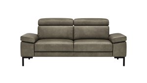 Sofa Hudson - 2,5-Sitzer, inkl. Kopfteil verstellbar, Leder, Braungrün