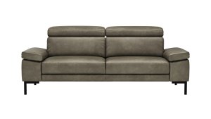 Sofa Hudson - 3-Sitzer, inkl. Kopfteil verstellbar, Leder, Braungrün