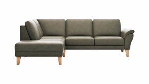Ecksofa Rockport A - Ecke links mit 2,5-Sitzer, Leder, Dunkelgrau