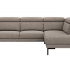 Ecksofa Hudson - 2,5-Sitzer mit Ecke rechts, inkl. Kopfteil verstellbar, Stoff, Khaki