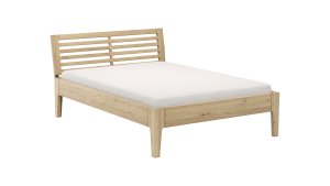 Bettgestell 1660 - Liegefläche ca. 140x200 cm, Wildeiche massiv, bianco geölt