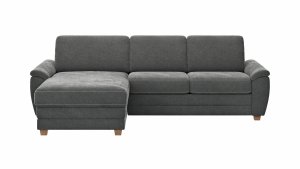 Ecksofa Lakeville - Longchair links mit 2-Sitzer inkl. Schlaffunktion mit Bettkasten, Stoff, Grau