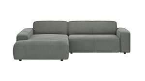 Ecksofa Denver - Longchair links mit 2-Sitzer, Stoff, Grau