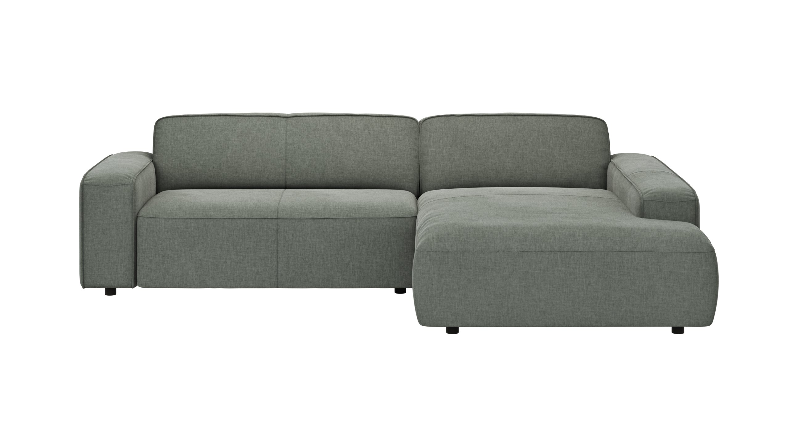 Ecksofa Denver - 2-Sitzer mit Longchair rechts, inkl. Sitzvorzug (motorisch), Stoff, Grau