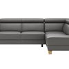 Ecksofa Philadelphia - 2,5-Sitzer, Ecke rechts, Kopfteil verstellbar (manuell), Sitzvorzug (motorisch),  Leder, Anthrazit
