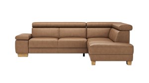 Ecksofa Philadelphia - 2,5-Sitzer, Ecke rechts, Kopfteil verstellbar (manuell), Sitzvorzug (motorisch),  Stoff, Braun