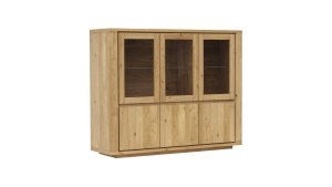 Highboard Bakersfield - sichtbare Rückwand geschroppt, Asteiche massiv, geölt