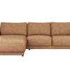 Ecksofa Balok - Longchair groß links mit 2,5-Sitzer, Leder, Cognac