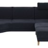 Sofa Stamford - 3,5-Sitzer, Bogen links mit Ecksofa 2-sitzig und Abschlusshocker Rechts, inkl. Armlehne verstellbar und Kopfstütze, Stoff, Dunkelblau