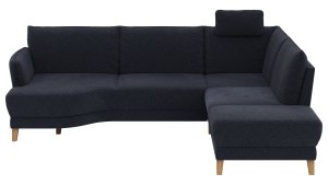 Sofa Stamford - 3,5-Sitzer, Bogen links mit Ecksofa 2-sitzig und Abschlusshocker Rechts, inkl. Armlehne verstellbar und Kopfstütze, Stoff, Dunkelblau