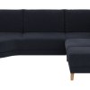 Sofa Stamford - 3,5-Sitzer, Bogen links mit Ecksofa 2-sitzig und Abschlusshocker Rechts, Stoff, Dunkelblau