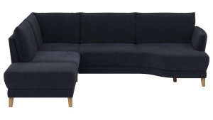 Sofa Stamford - Ecksofa 2-sitzig und Abschlusshocker links mit 3,5-Sitzer, Bogen rechts, Stoff, Dunkelblau