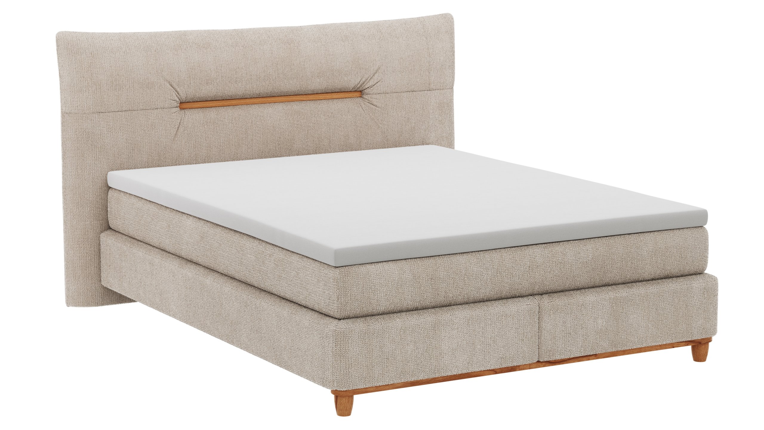 Boxspringbett Alpin - Liegefläche ca. 160x200cm, Stoff, Graubeige