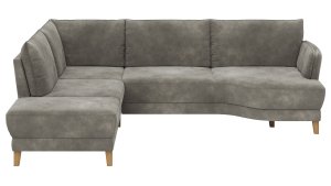 Sofa Stamford - Ecksofa 2-sitzig und Abschlusshocker links mit 3,5-Sitzer, Bogen rechts, Stoff, Anthrazit