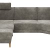 Sofa Stamford - inkl. Armlehne verstellbar und Kopfstütze, Ecksofa 2-sitzig und Abschlusshocker links mit 3,5-Sitzer, Bogen rechts, Stoff, Anthrazit