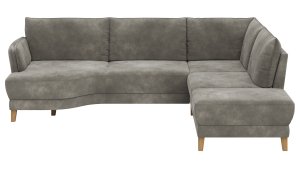 Sofa Stamford - 3,5-Sitzer, Bogen links mit Ecksofa 2-sitzig und Abschlusshocker Rechts, Stoff, Anthrazit