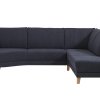 Sofa Stamford - inkl. Armlehne verstellbar, 3,5-Sitzer, Bogen links mit Ecksofa 2-sitzig und Abschlusshocker Rechts, Stoff, Dunkelblau