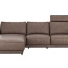 Ecksofa Balok - Longchair groß links mit 2,5-Sitzer, inkl. Relaxfunktion (motorisch) und Kopfstütze, Leder, Dunkelbraun