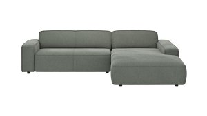 Ecksofa Denver - 2,5-Sitzer mit Longchair rechts, Stoff, Grau