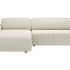 Ecksofa Denver - Longchair links mit 2-Sitzer, Stoff, Natur