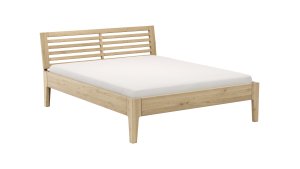 Bettgestell 1660 - Liegefläche ca. 160x200 cm, Wildeiche massiv, bianco geölt